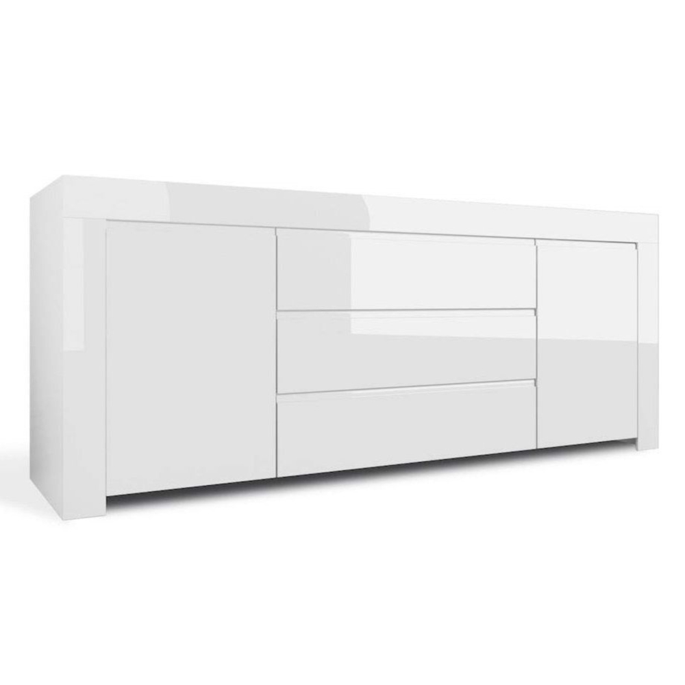 Komoda z szufladami i drzwiami biała wysoki połysk 190 cm Amaretto