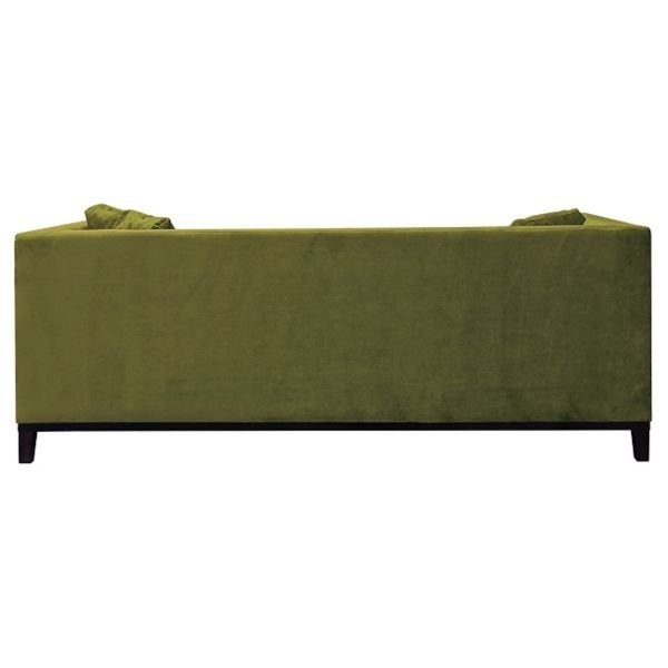 Sofa tapicerowana Leya, 3 osobowa, zielona, nóżki wenge