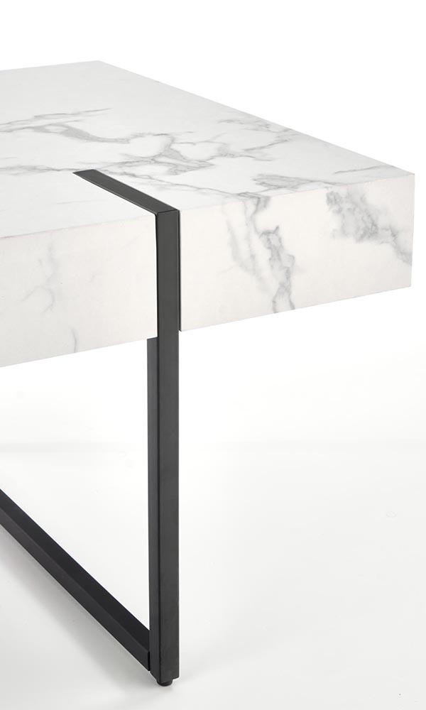 Stolik kawowy prostokątny biały marmur / czarny mat 110 x 60 cm Blanca Halmar