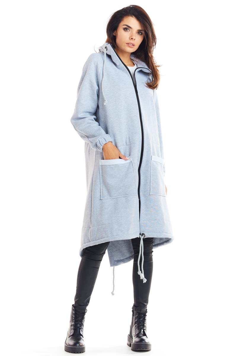 Image of Szara Ciepła Bluza Typu Parka