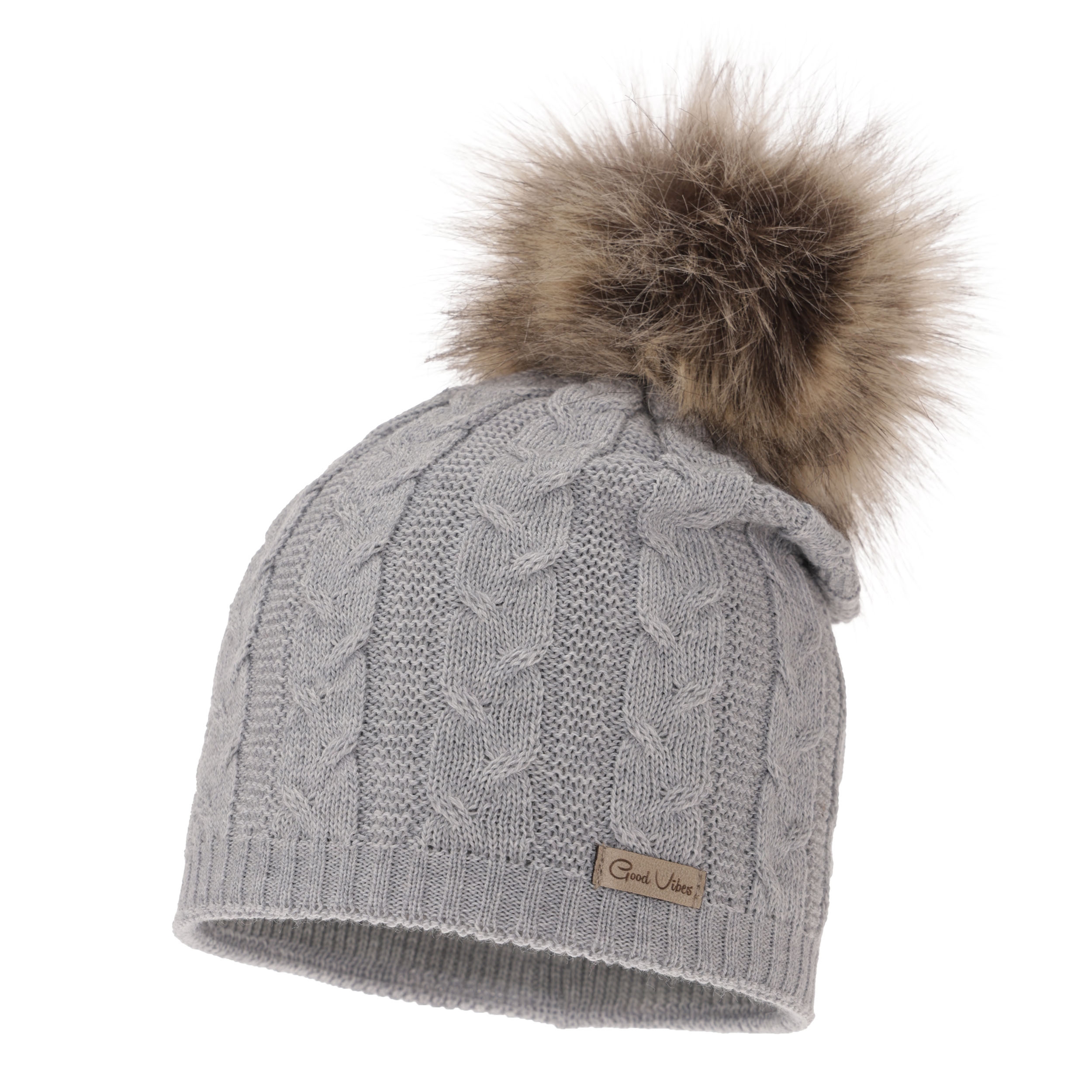 Image of Czapka Damska z Wełny Merino Bafi - Szara
