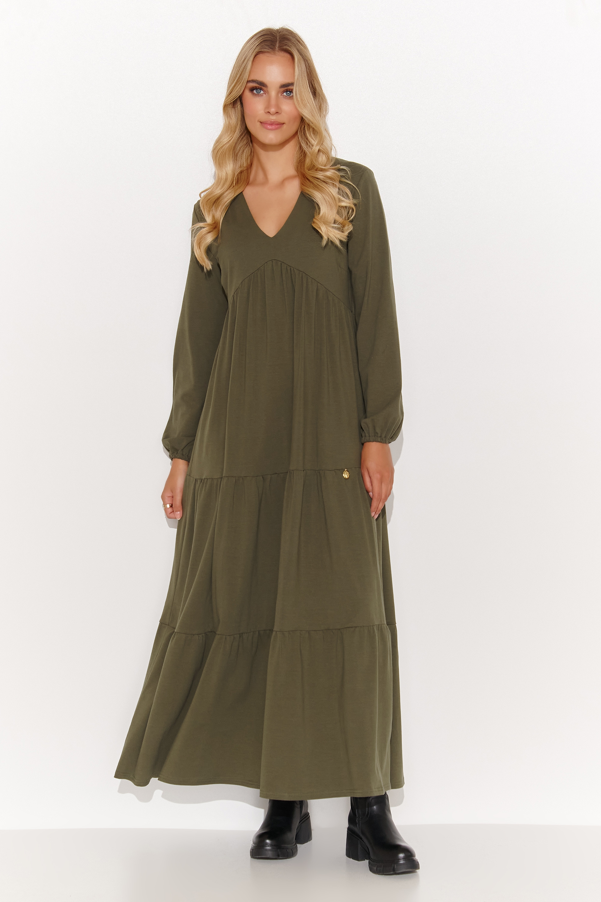 Image of Khaki Luźna Sukienka Oversize