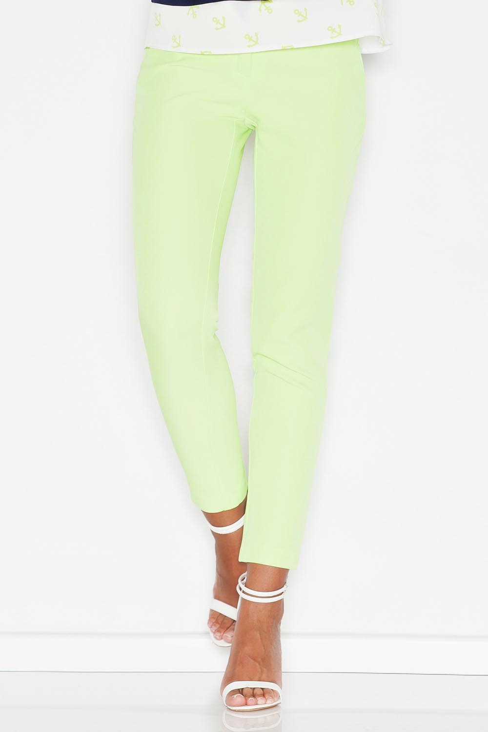 Image of Zielone Kobiece Klasyczne Spodnie na Gumie