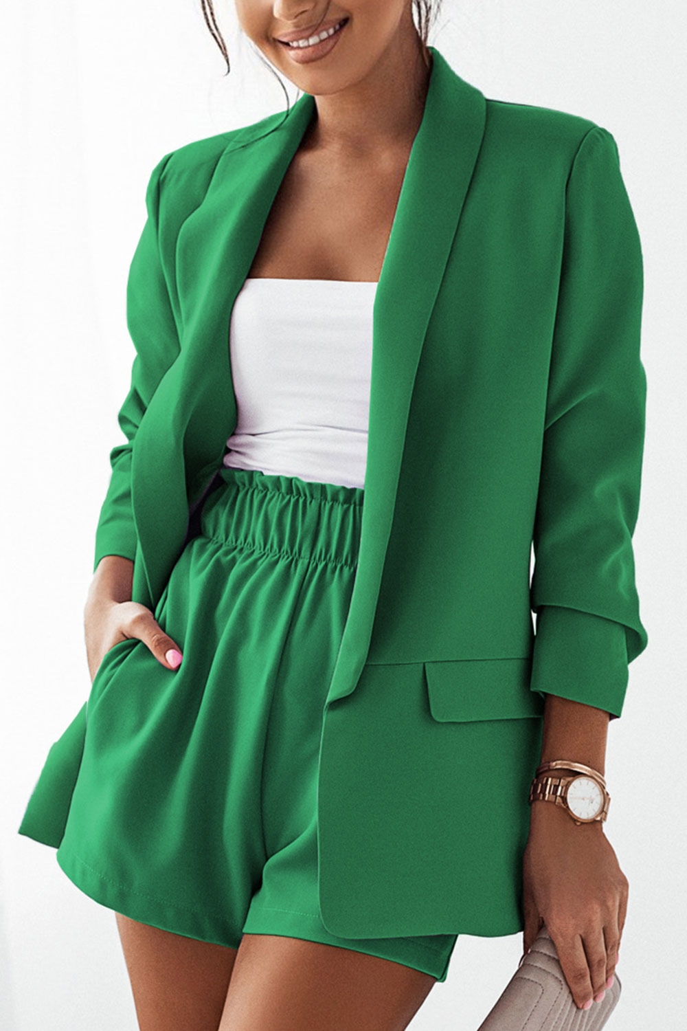 Niezapinana Marynarka w Soczystym Kolorze