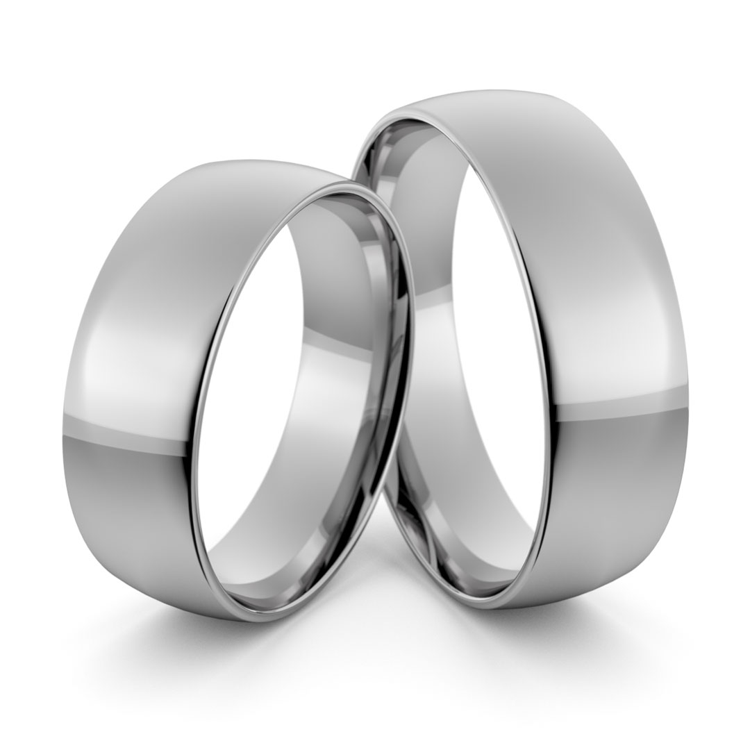Obrączki ślubne platynowe klasyczne zaokrąglone 6 mm - pt-8-8