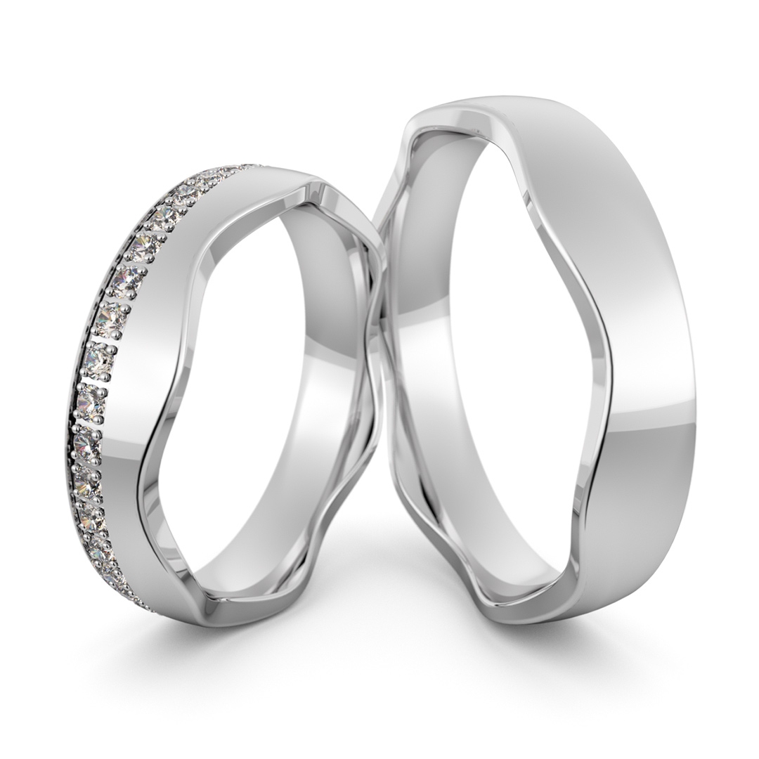Obrączki srebrne falowane z cyrkoniami swarovski - wzór ag-466