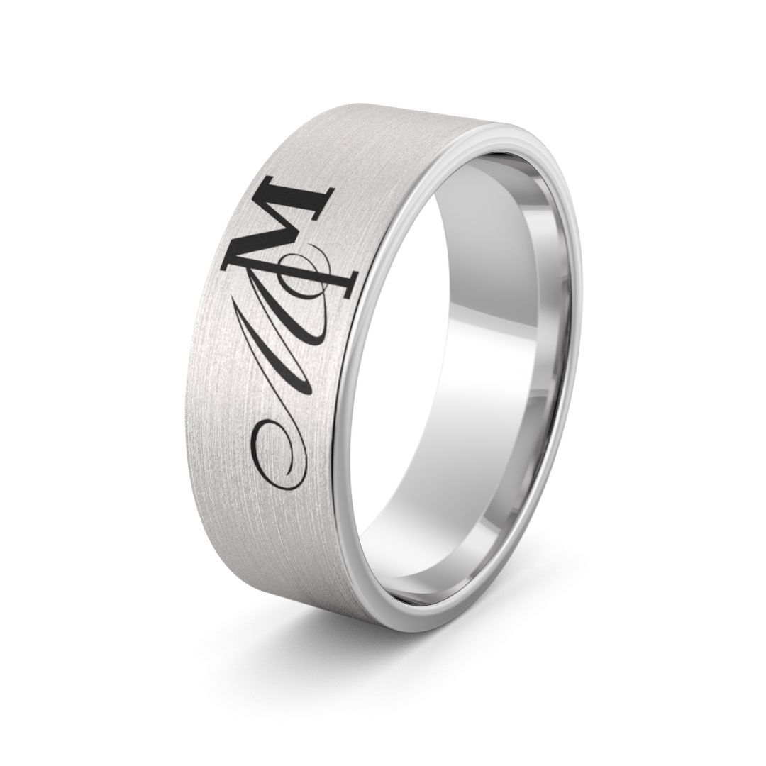 Obrączka srebrna z indywidualnym monogramem - wzór ag-386