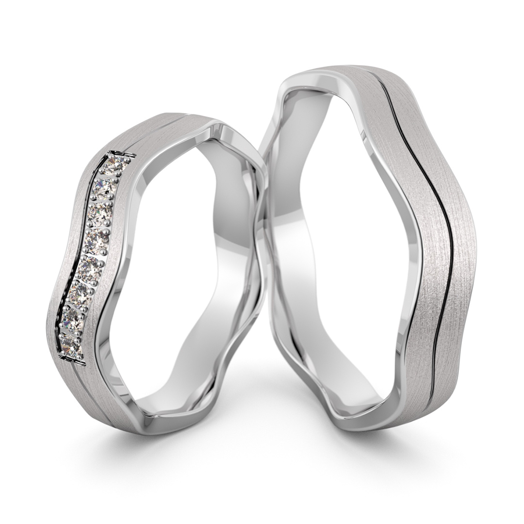 Obrączki srebrne falowane z cyrkoniami swarovski - wzór ag-468