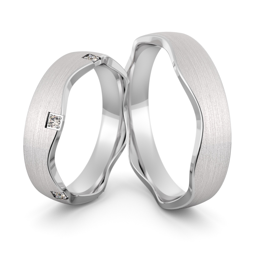 Obrączki srebrne falowane z cyrkoniami swarovski - wzór ag-464