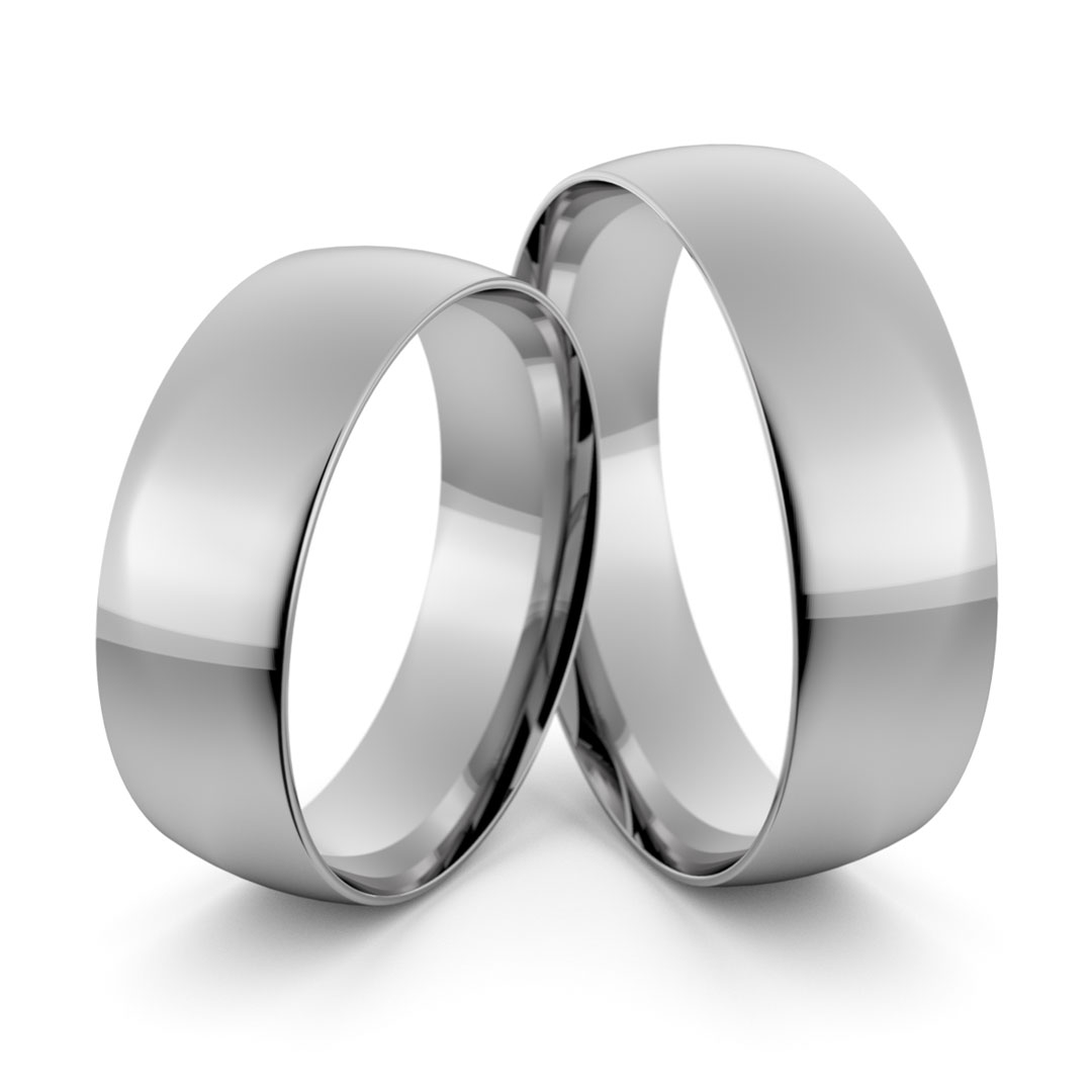 Obrączki ślubne platynowe klasyczne zaokrąglone 6 mm - pt-8-7