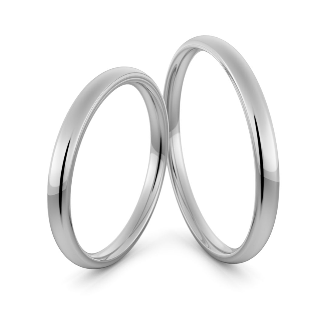 Obrączki ślubne platynowe klasyczne zaokrąglone 2 mm - pt-1-3