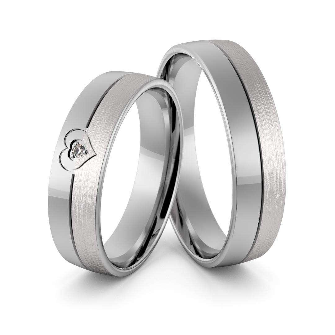 Obrączki srebrne z sercem i cyrkonią swarovski - wzór ag-355