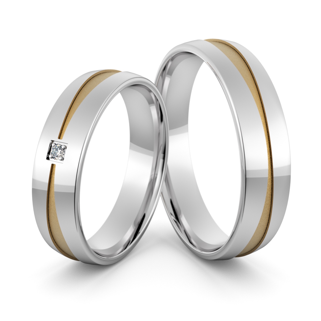 Obrączki srebrne pozłacane z cyrkonią swarovski - wzór ag-406
