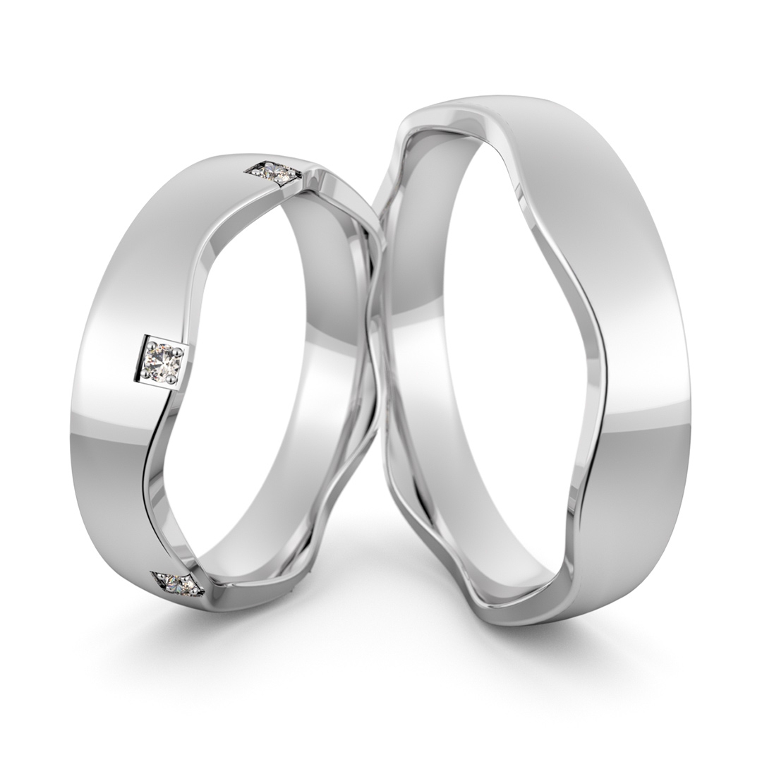 Obrączki srebrne falowane z cyrkoniami swarovski - wzór ag-464