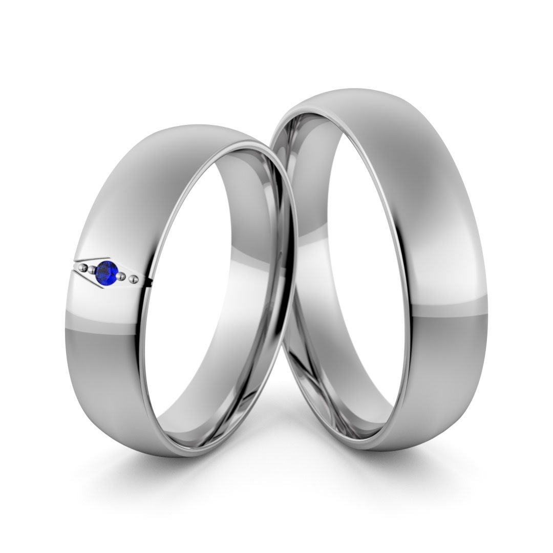 Obrączki ślubne palladowe 5 mm z szafirem - pd-102