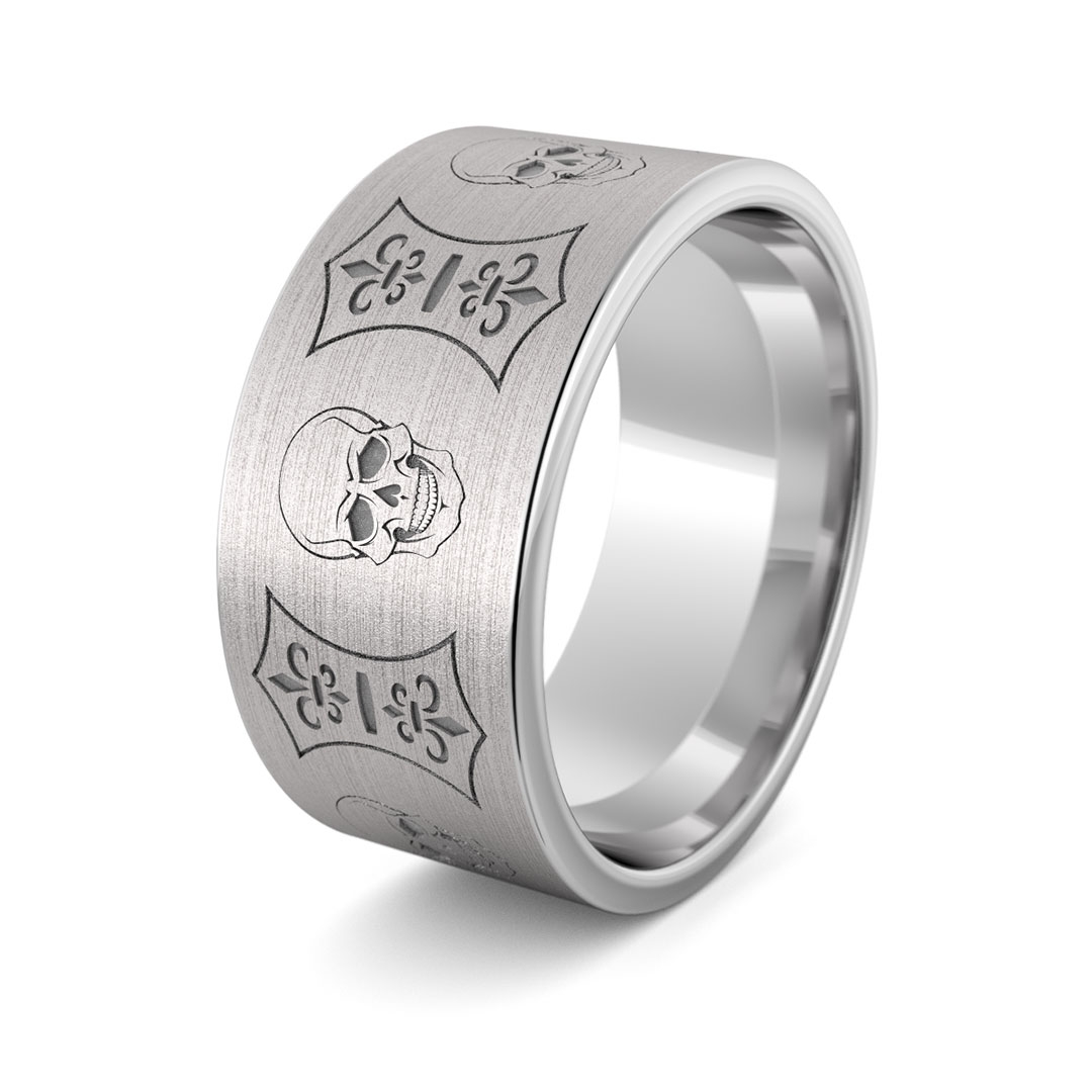 Obrączka srebrna z czaszkami - ag-560