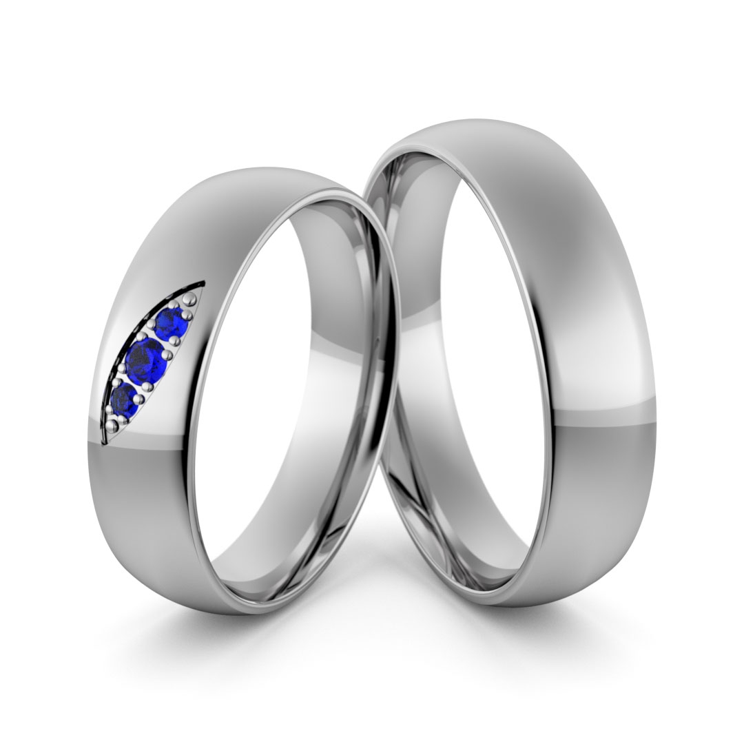 Obrączki ślubne palladowe 5 mm z szafirami - pd-116