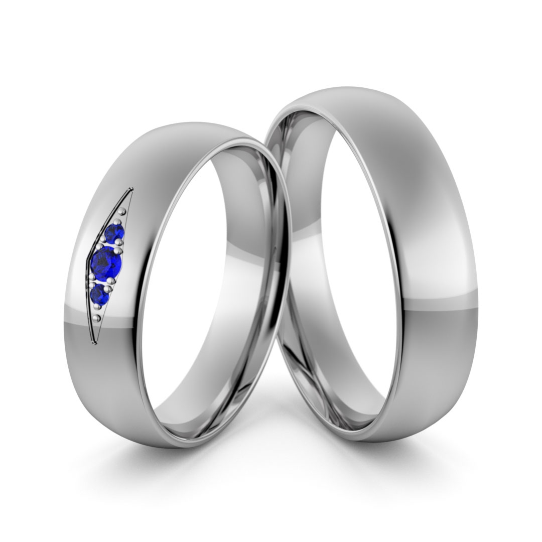 Obrączki ślubne palladowe 5 mm z szafirami - pd-106