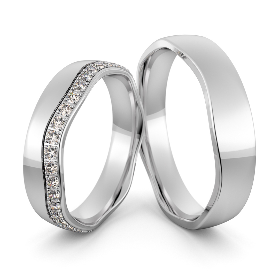 Obrączki srebrne falowane z cyrkoniami swarovski - wzór ag-469