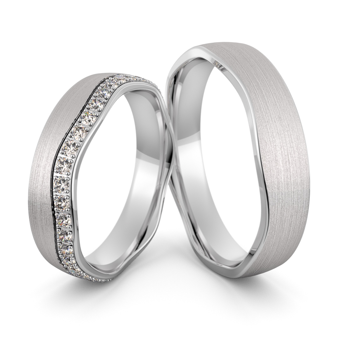 Obrączki srebrne falowane z cyrkoniami swarovski - wzór ag-469