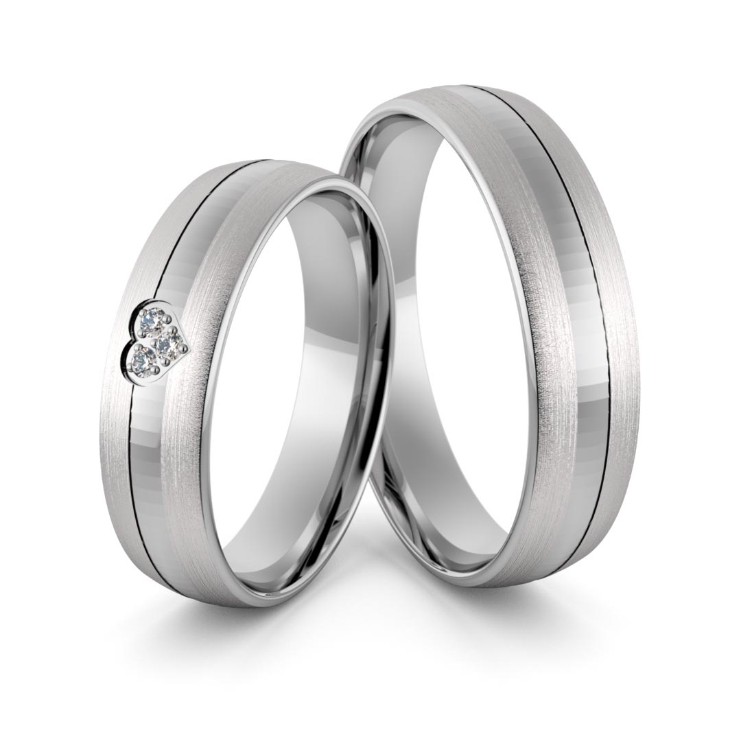 Obrączki srebrne z sercem i cyrkoniami swarovski - wzór ag-357