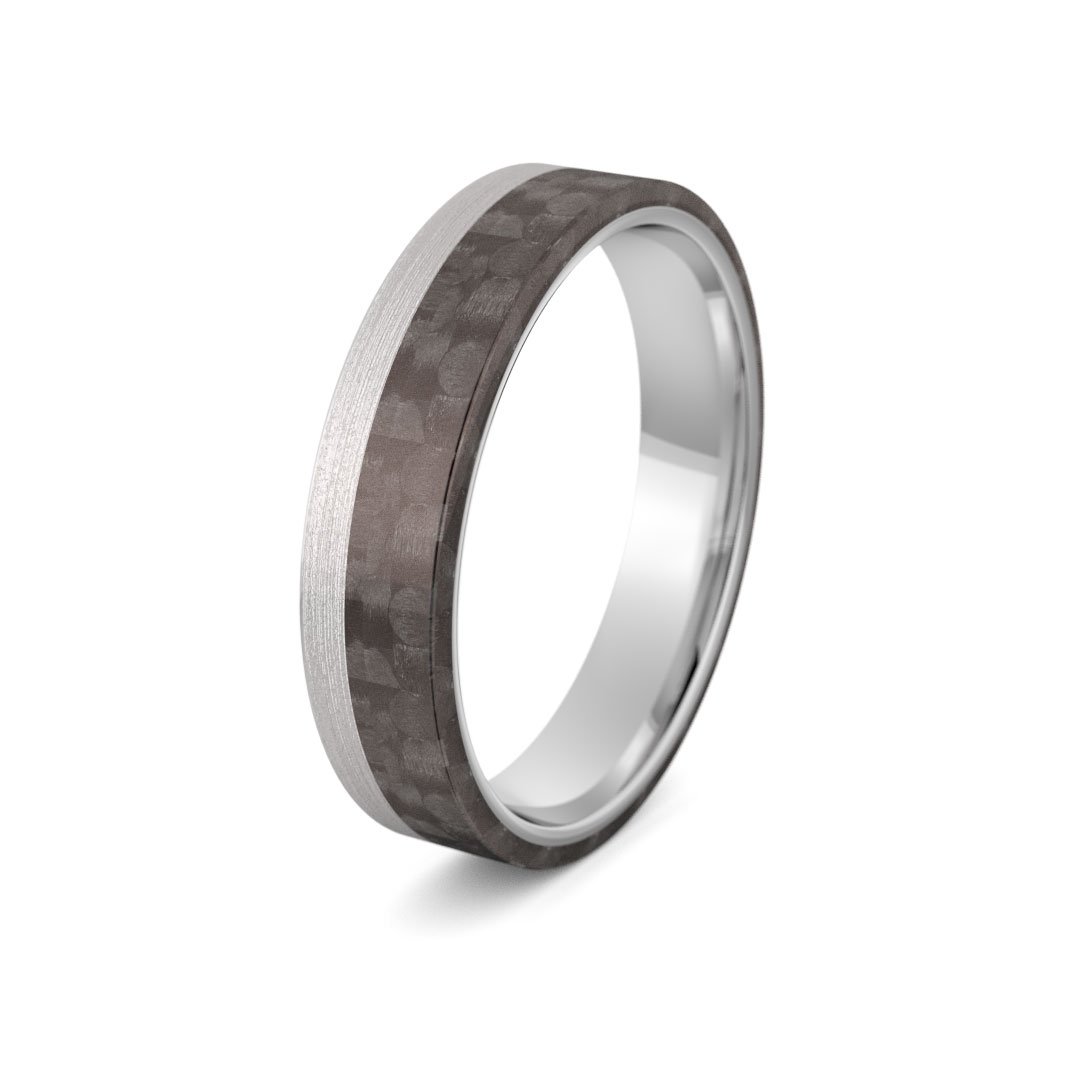Obrączka srebrna z włóknem węglowym carbon - ag-535