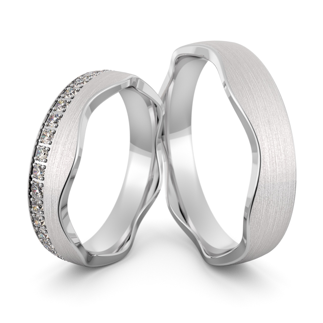 Obrączki srebrne falowane z cyrkoniami swarovski - wzór ag-466