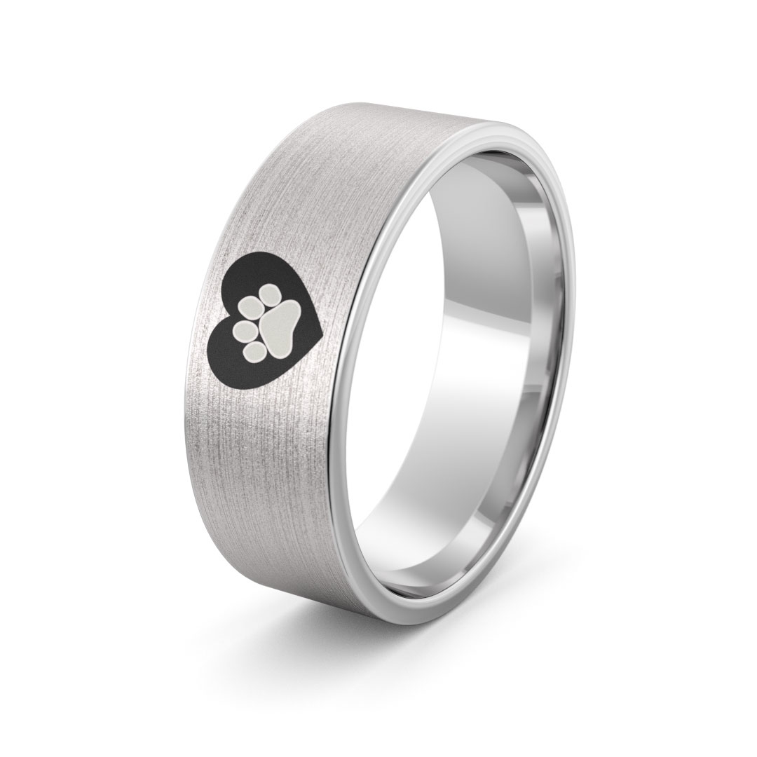 Obrączka srebrna serce z łapą psa - wzór ag-386