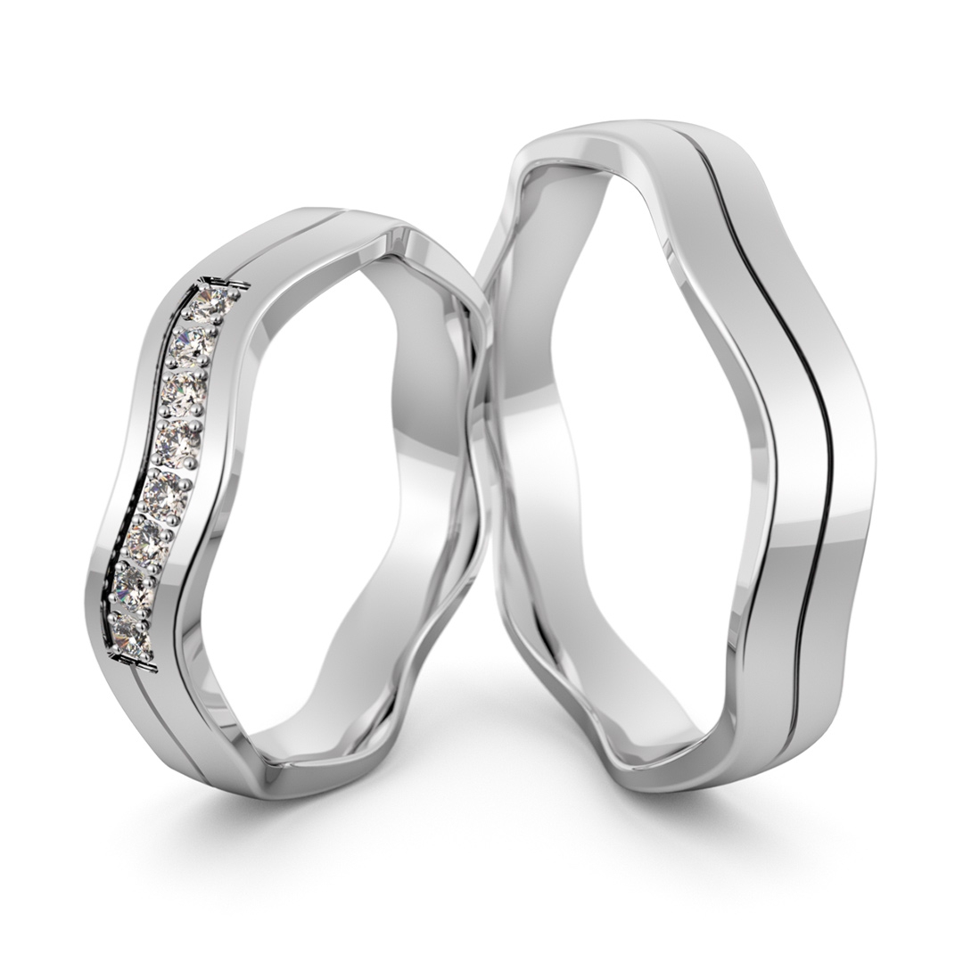 Obrączki srebrne falowane z cyrkoniami swarovski - wzór ag-468
