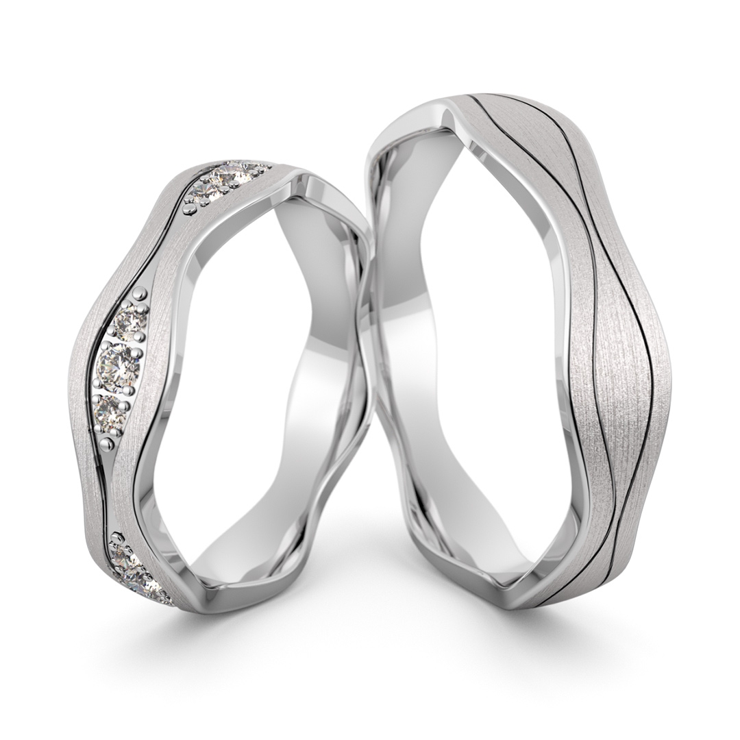 Obrączki srebrne falowane z cyrkoniami swarovski - wzór ag-467