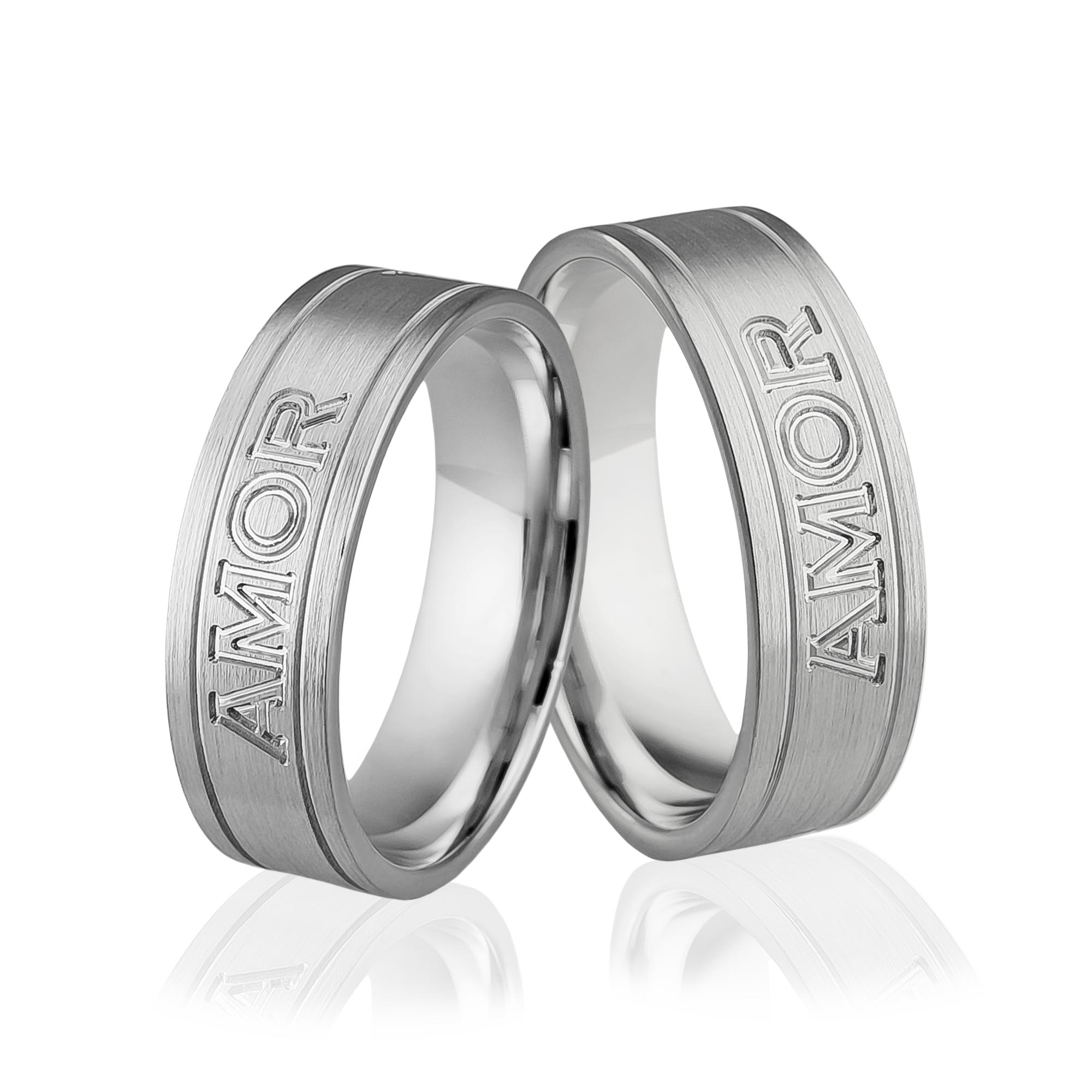 Obrączki srebrne z tekstem amor vincit omnia - wzór ag-298