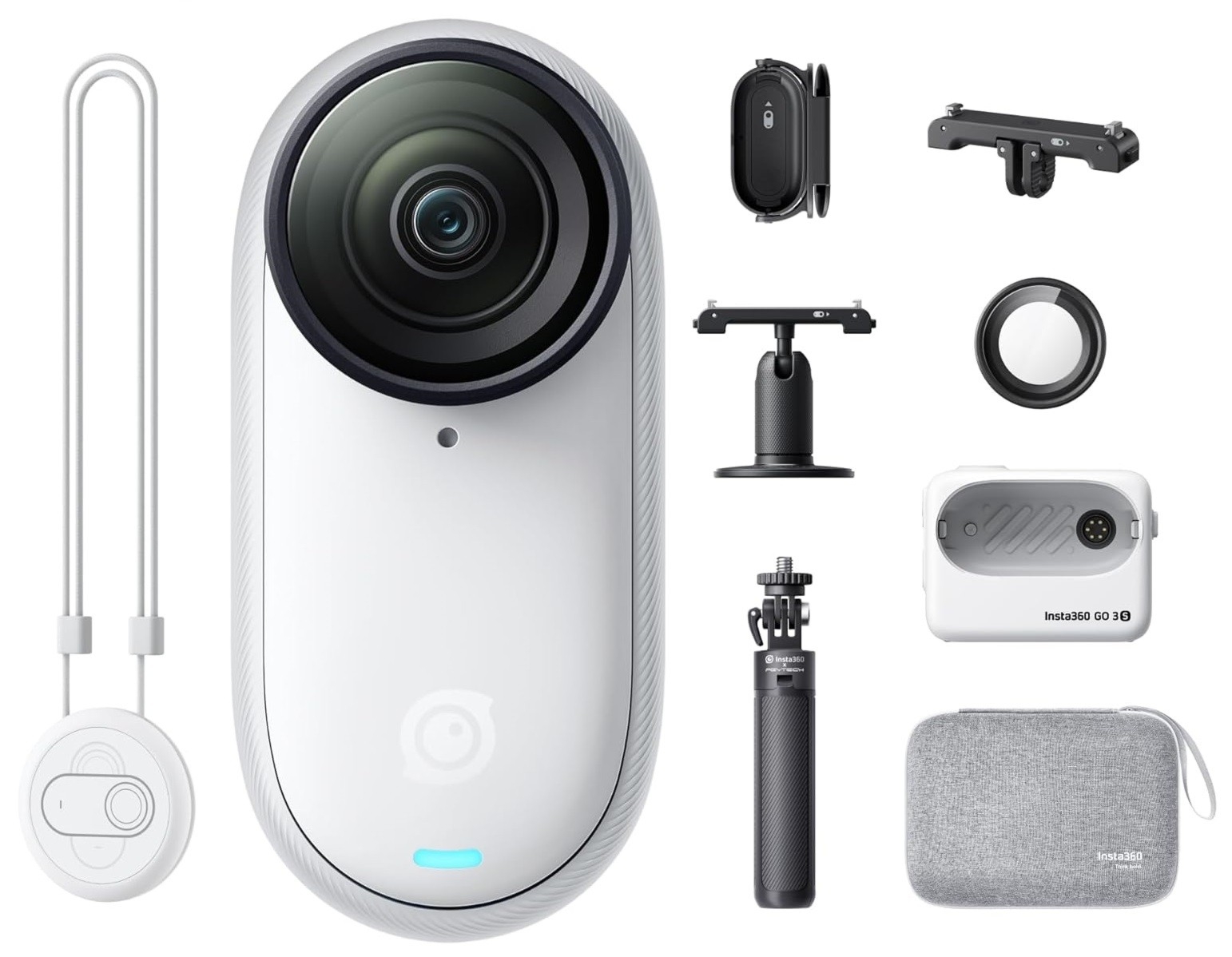 Insta360 GO 3S (128GB) - Mini Kamera Sportowa 4K Biała - Zestaw Podróżny