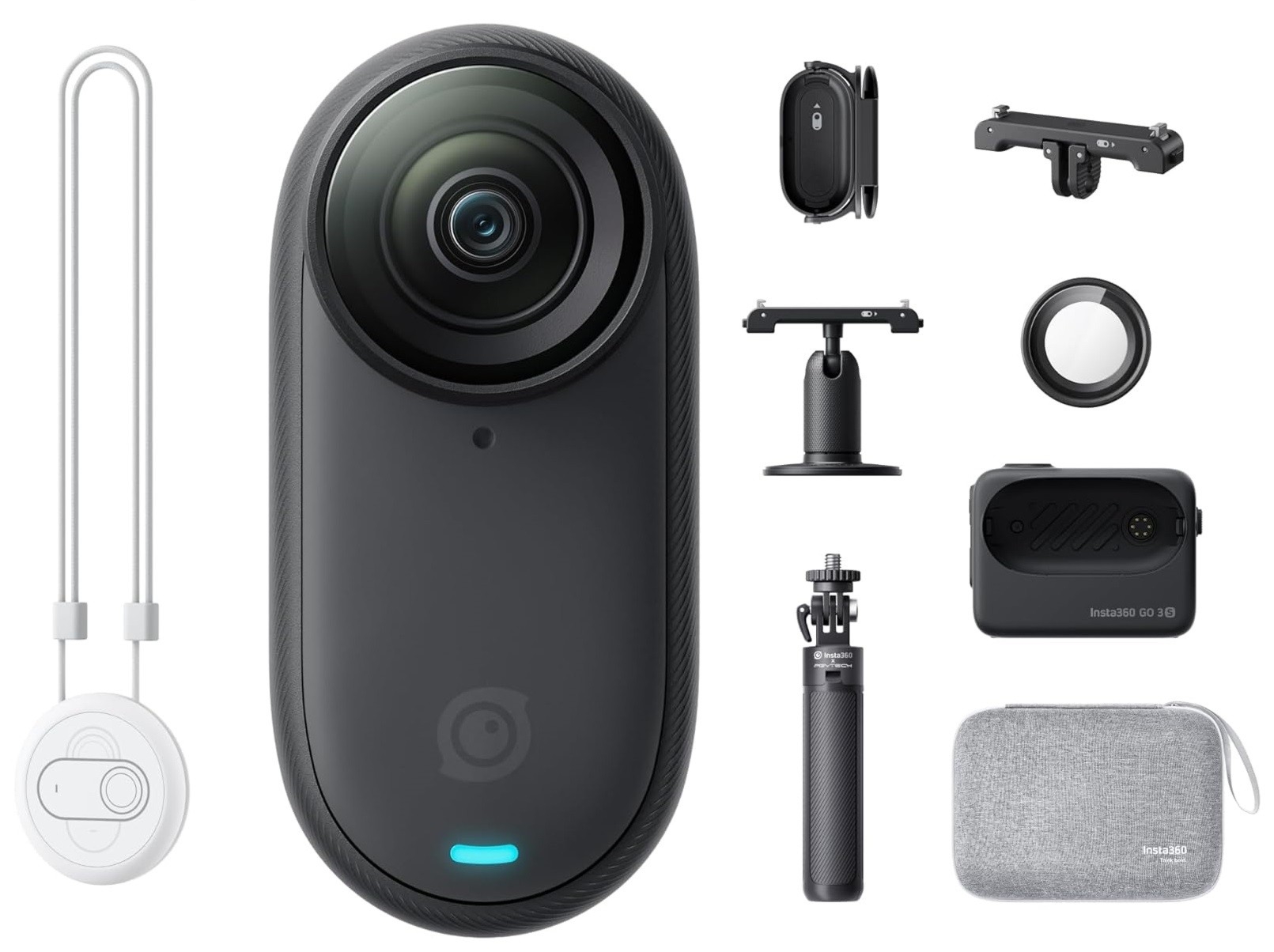 Insta360 GO 3S (128GB) - Mini Kamera Sportowa 4K Czarna - Zestaw Podróżny