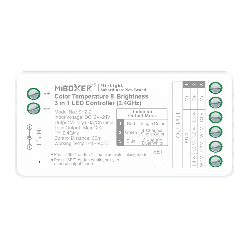 SR2-2 – Kontroler temperatury barwowej i jasności 3 w 1 (2.4GHz)