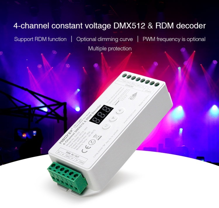 DMX 512 D4-CX 4-Channel Constant Voltage DMX512 RDM Decoder