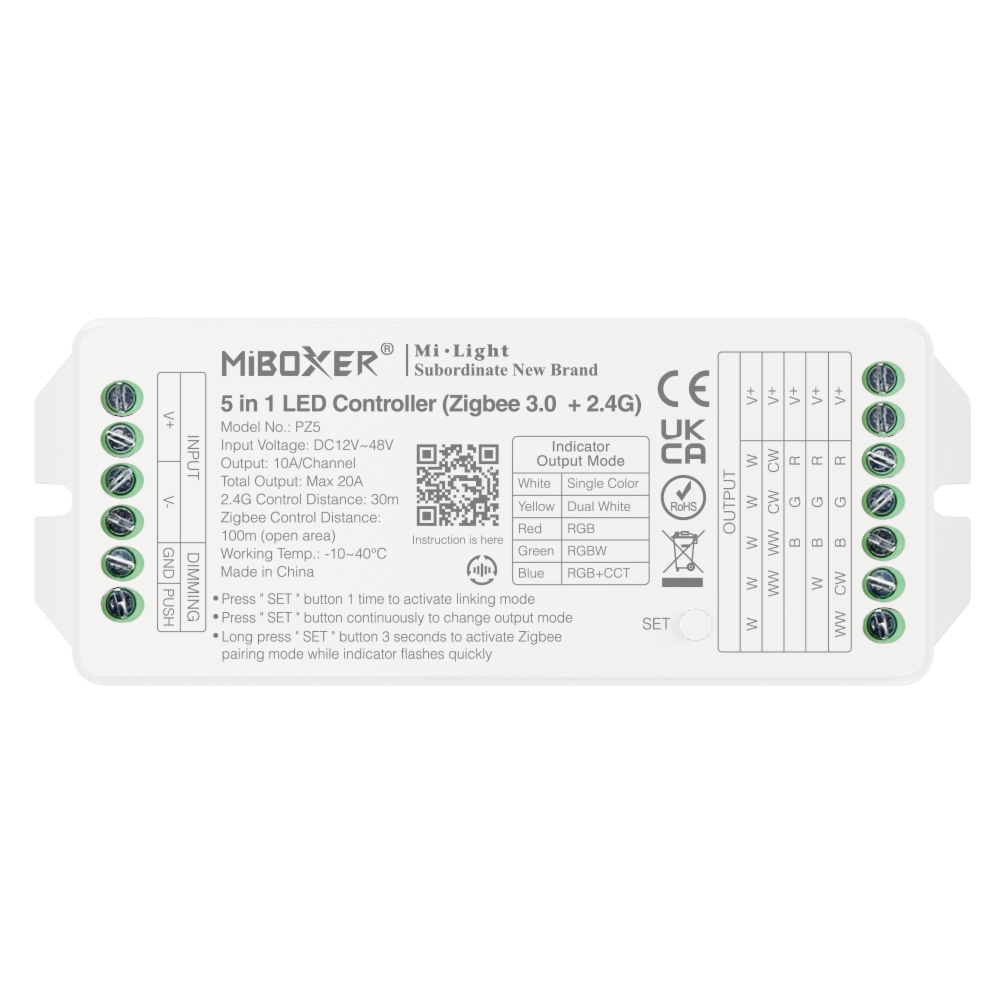 PZ5 – Kontroler LED 5 w 1 (Zigbee 3.0 + 2.4G) Wyjście Maks. 20A