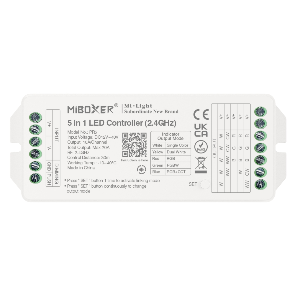 PR5 – Kontroler LED 5 w 1 (2.4GHz) Wyjście maks. 20A