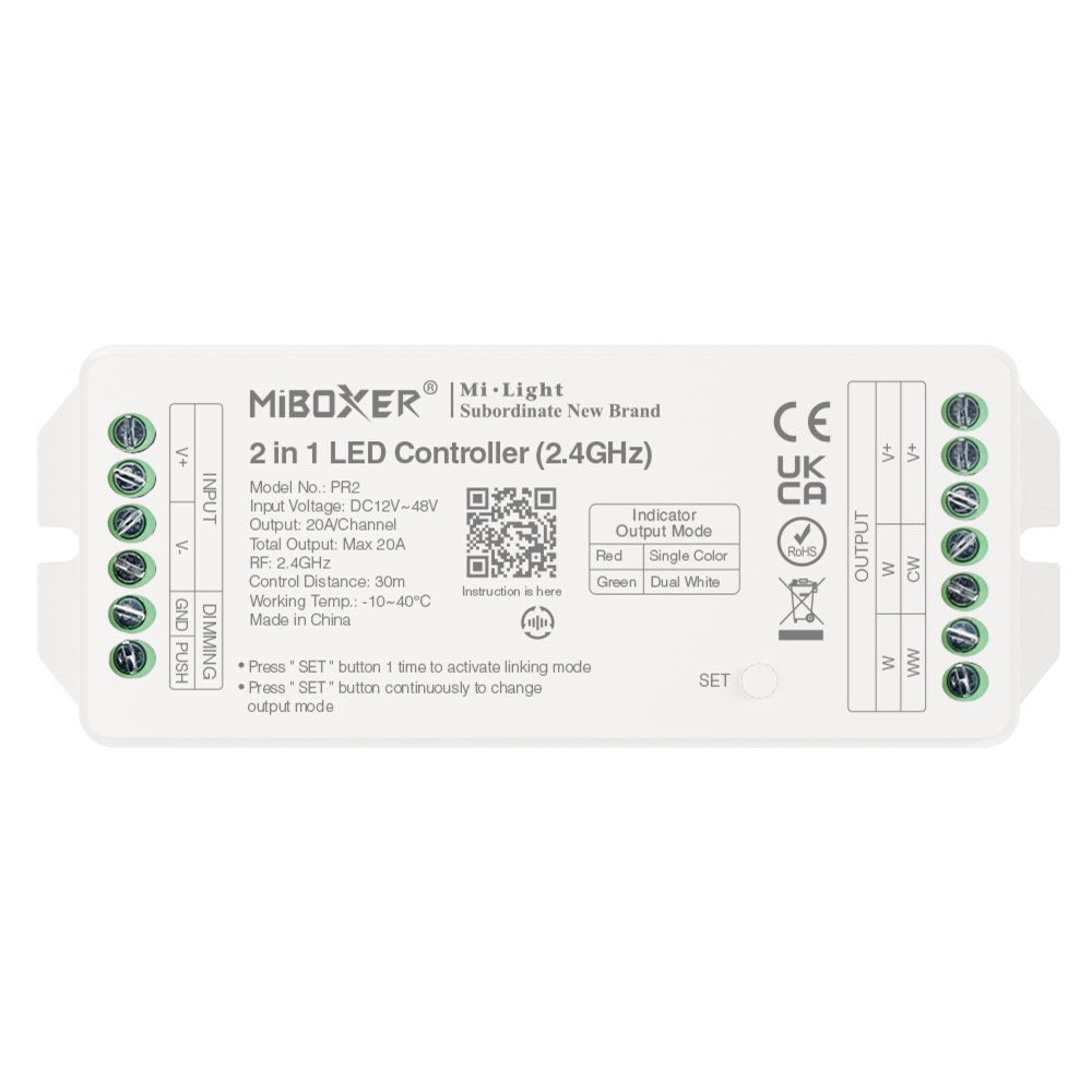 PR2 – Kontroler LED 2 w 1 (2,4 GHz) Wyjście maks. 20 A