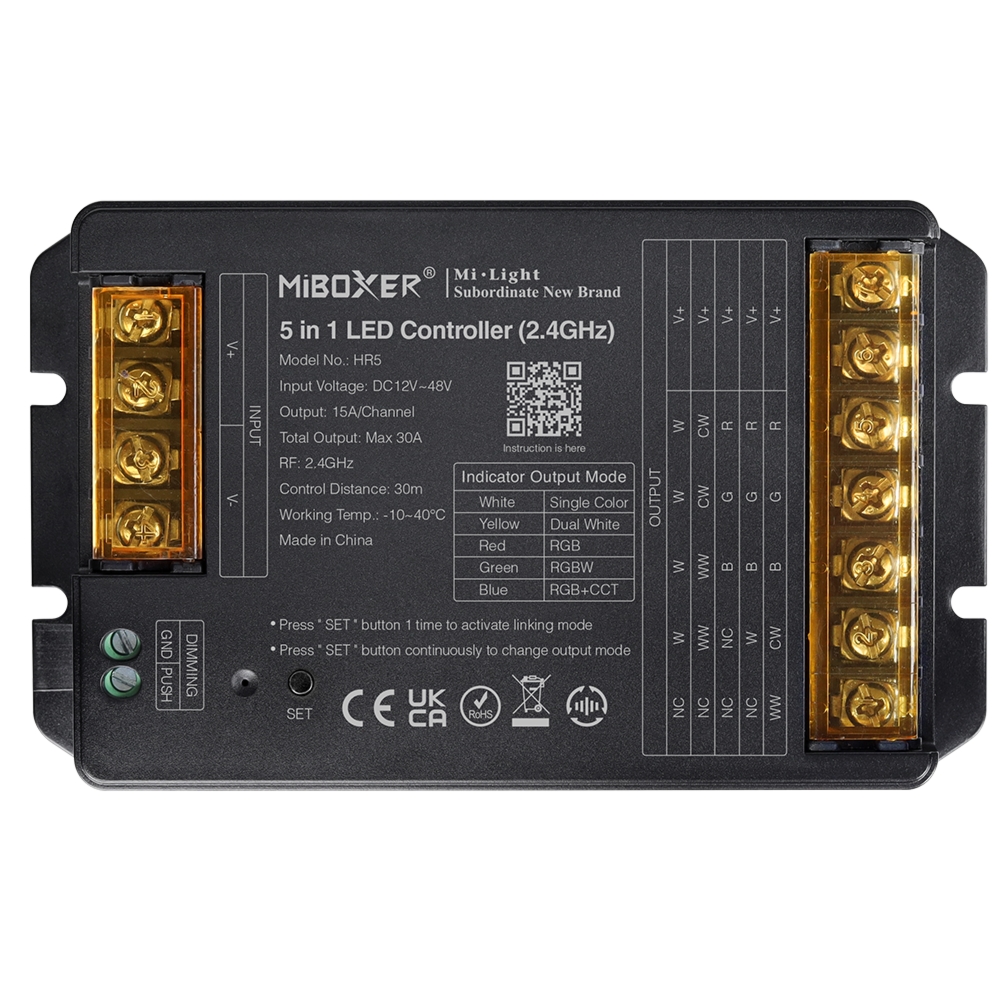 HR5 – Kontroler LED 5 w 1 (2,4 GHz) Maks. 30 A