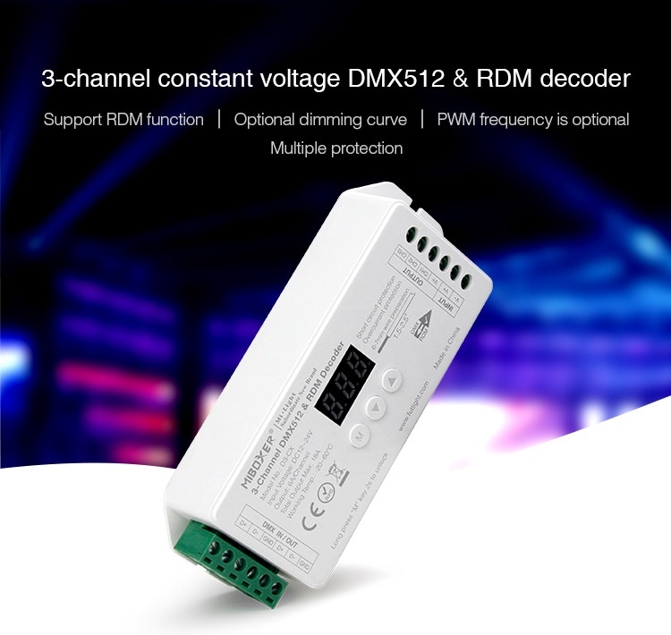 DMX 512 D3-CX 3-Channel Constant Voltage DMX512  RDM Decoder