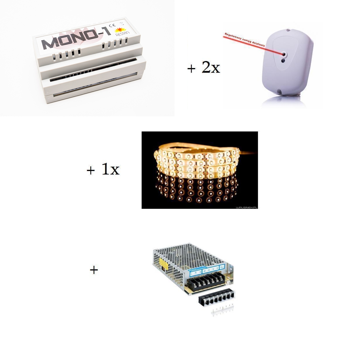 16 schodów - Zestaw do oświetlenia schodów szerokość oświetlenia 30 cm