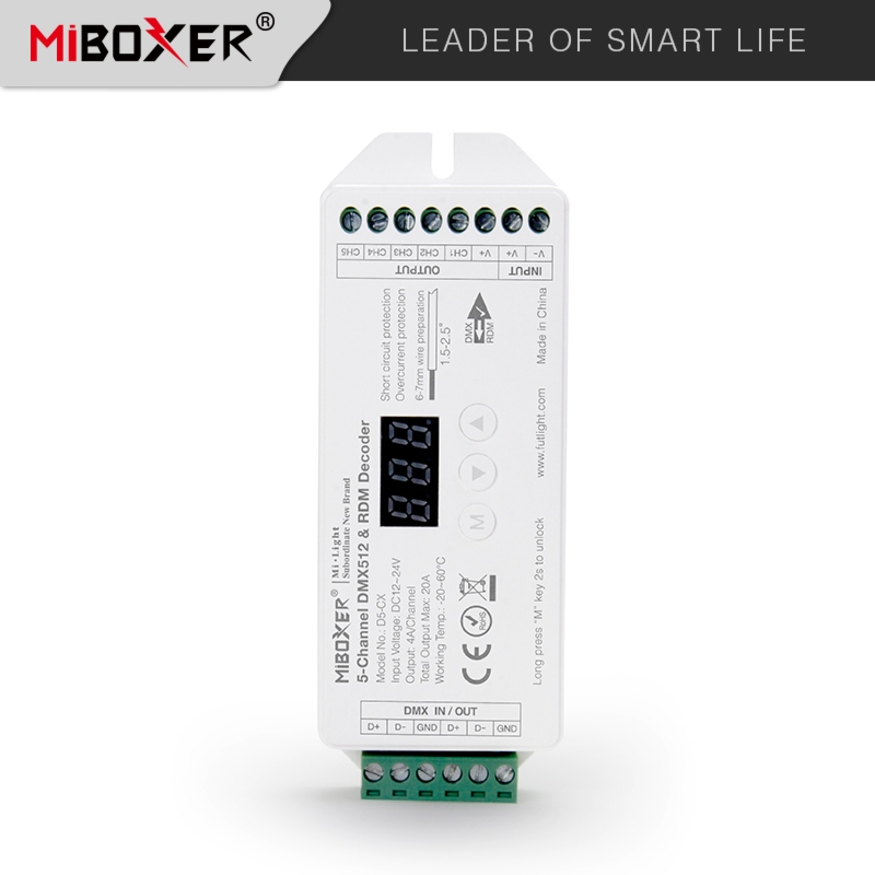 DMX 512 D5-CX 5-Channel Constant Voltage DMX512 RDM Decoder