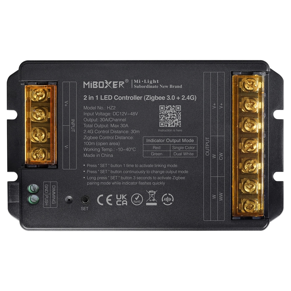 HZ2 – Kontroler LED 2 w 1 (Zigbee 3.0+ 2.4G)