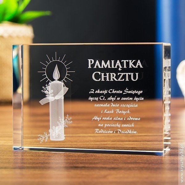 Image of Pamiątka Chrztu »Świeca 3D« średnia • statuetka 3D personalizowana