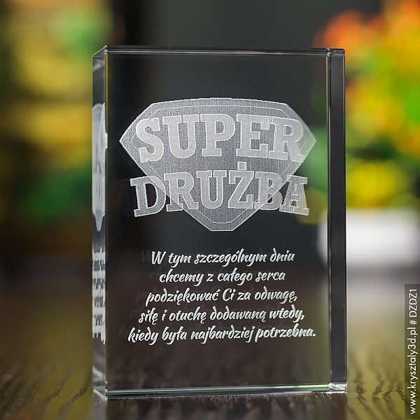 Image of Odznaka 3D »Super Drużba« • personalizowany kryształ 3D • GRAWER 3D