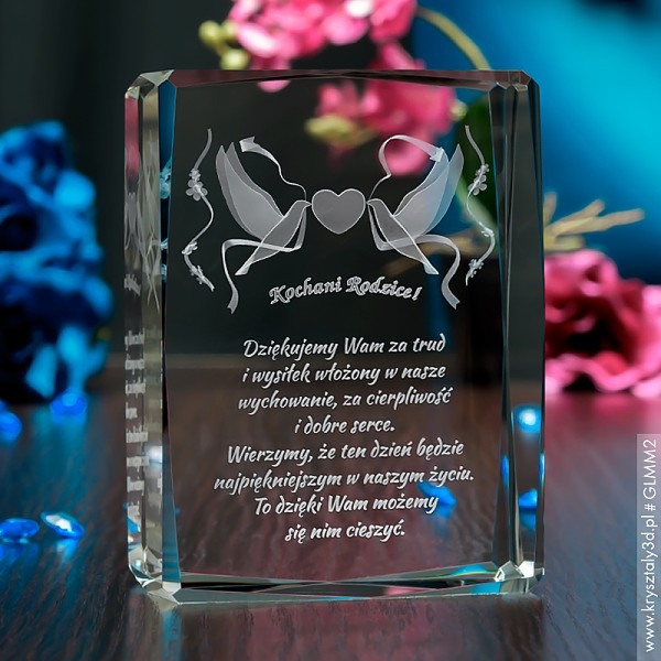 Pamiątka Ślubu »Gołąbki Miłości« z Twoją dedykacją • GRAWER 3D