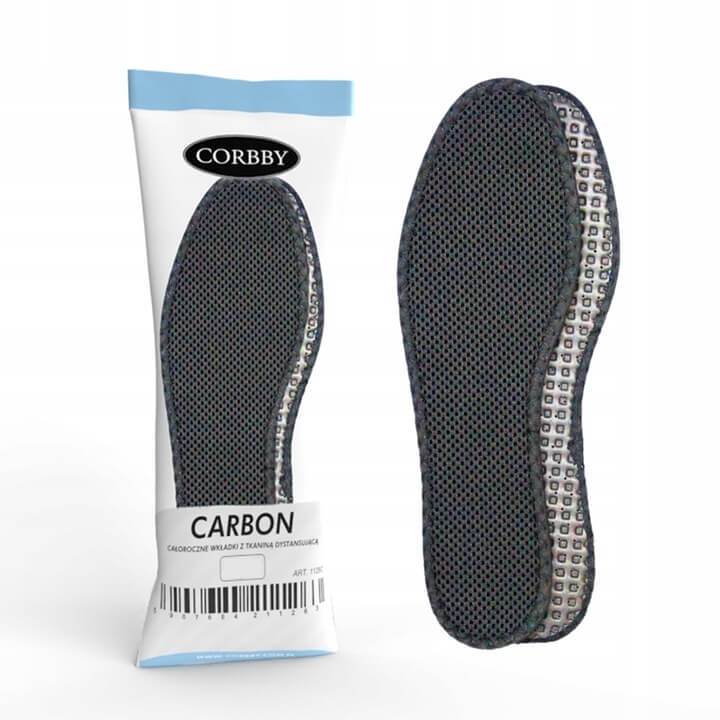 Wkładki do Butów z Aktywnym Węglem Dysonujące Amortyzujące Corbby Carbon r. 43-44