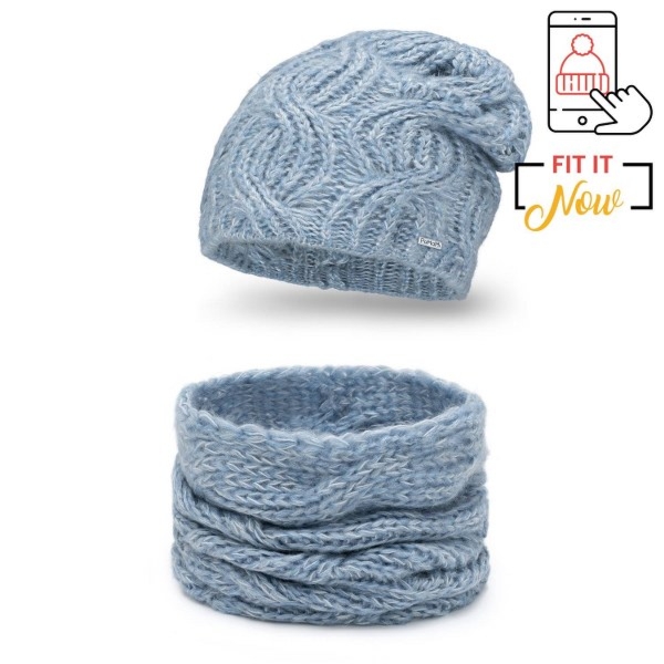 Komplet Damski PaMaMi Czapka Komin Niebieski