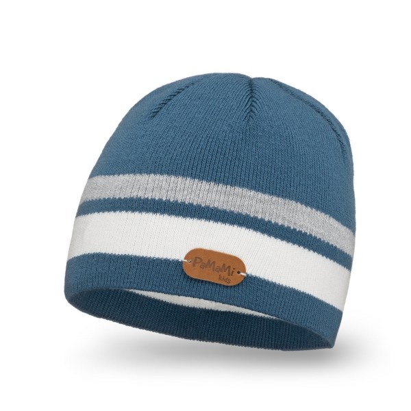Czapka Dziecięca PaMaMi z Paskami Niebieska