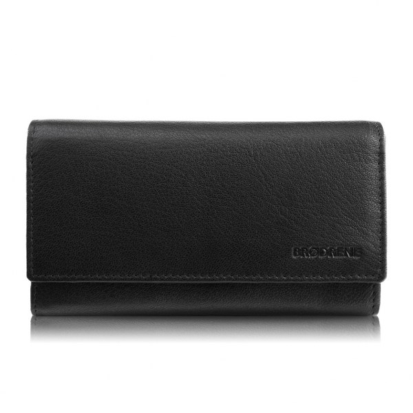 Damski Skórzany Portfel Duży G-84MN/BL Brødrene Czarny